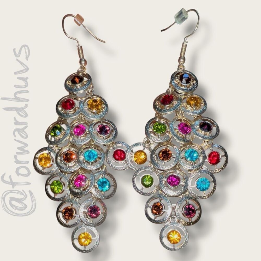 Multicolor 4” Chandelier Dangle Earrings
